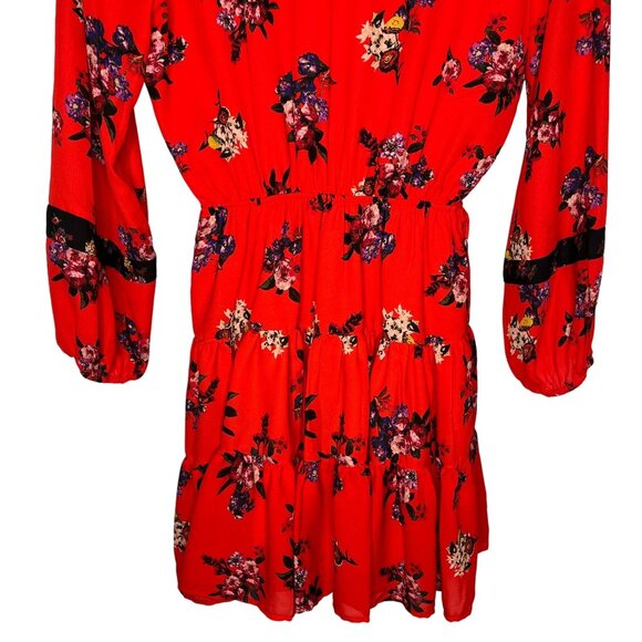 Gianni Bini Dress Womens Small Mini Floral Boho Cottage Red Casual Work GB Flare - Picture 12 of 12